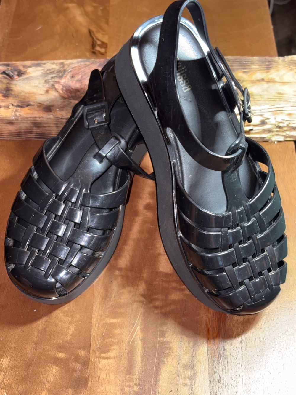 Melissa Possession Plato Black Platform Jelly Fisherman Sandals - Size 6